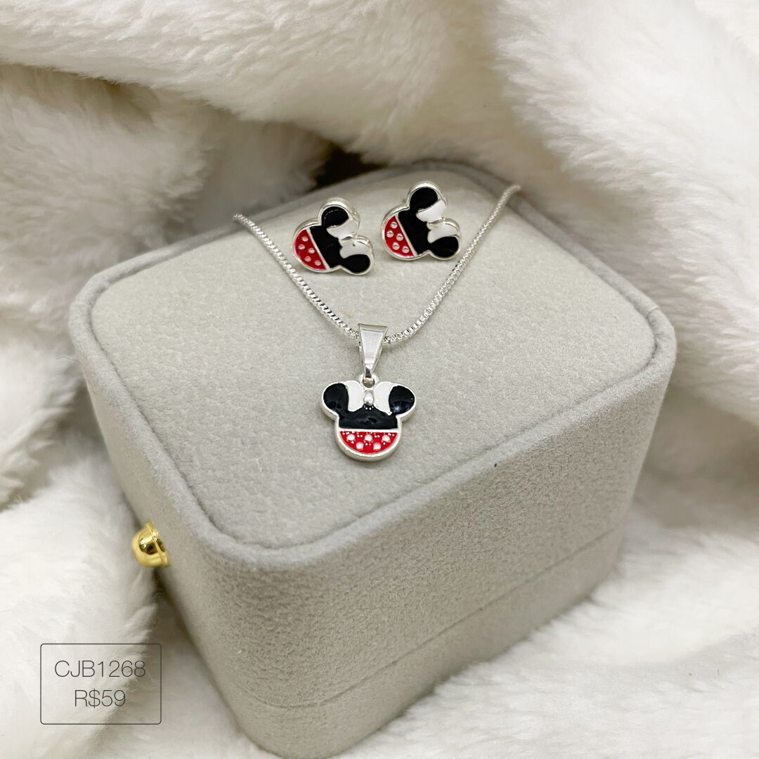 Conjunto Infantil Miney Esmaltado Prateado